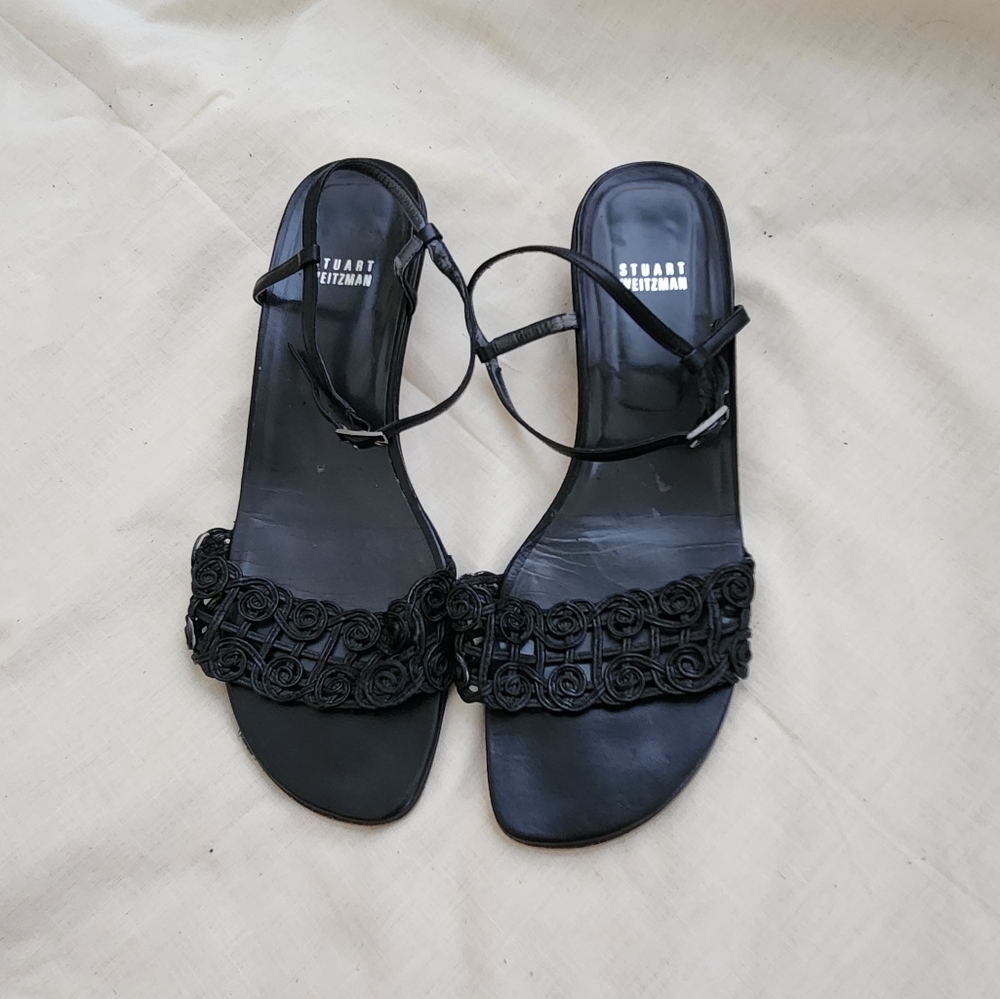 Stuart Weitzman wavy braided leather sandals